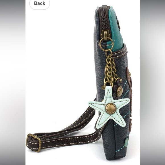 Chala Teal and Navy Sea Turtle Charms Vegan Convertible Crossbody Bag NWT - Picture 8 of 16